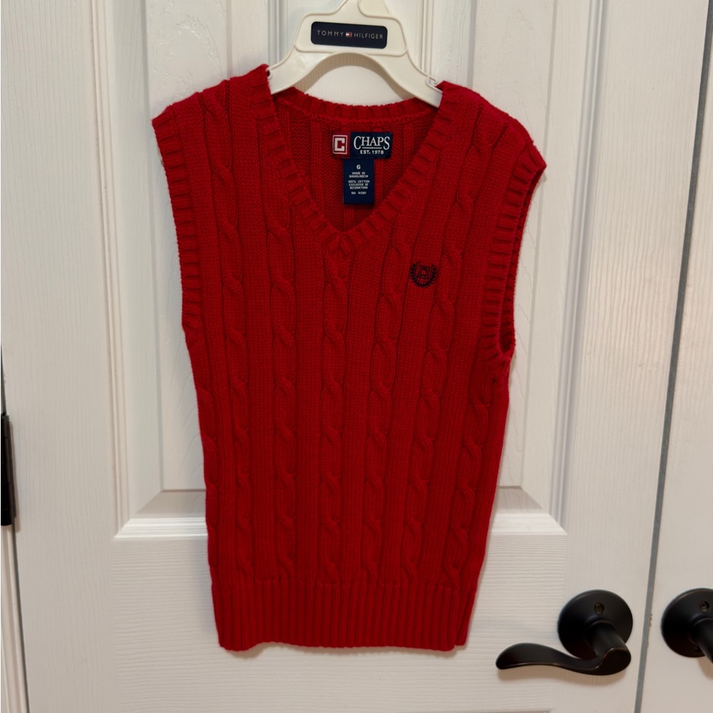Chaps V-Neck Red Sweater Vest for boys